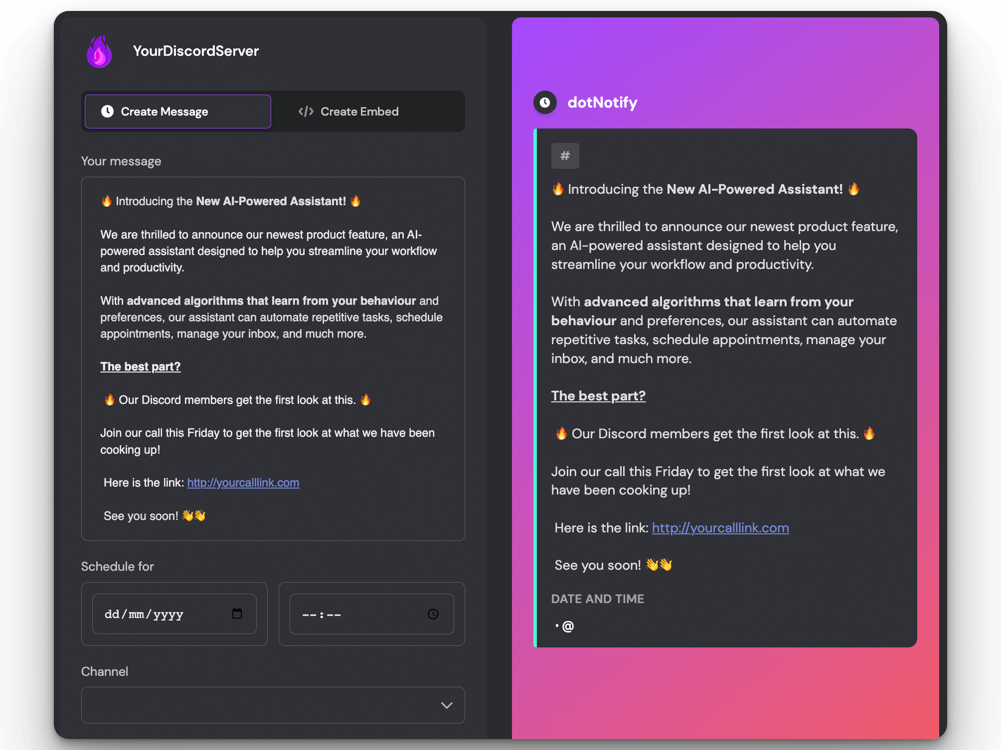 Discord message editor