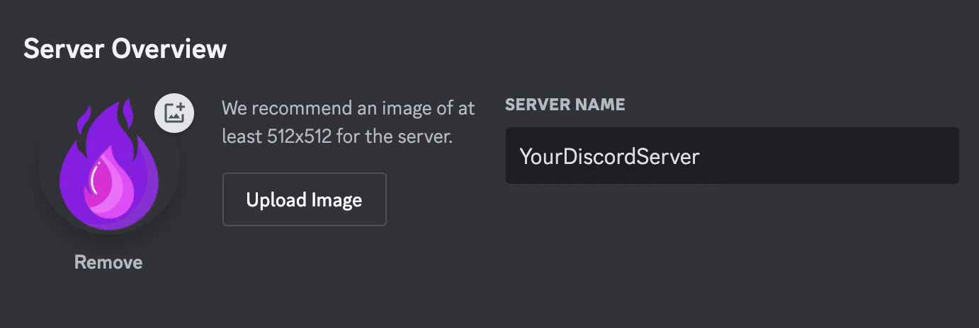 Discord server name and icon