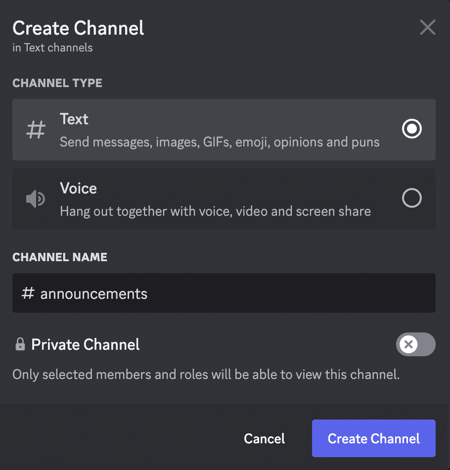 text channel