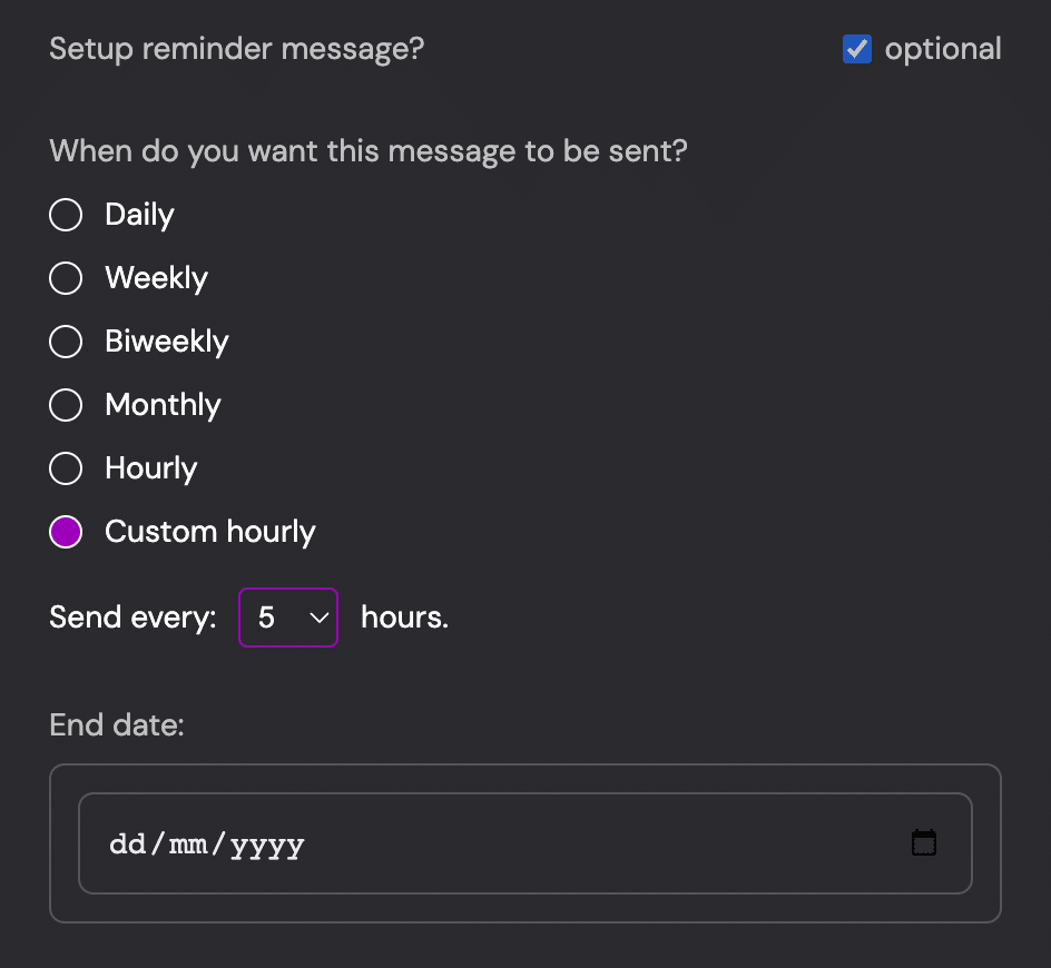 Schedule hourly Discord messages